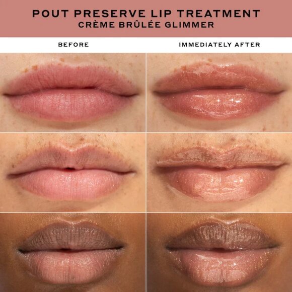 New/Sealed, Pout Preserve Peptide Glimmer Lip Treatment Crème Brûlée Glimmer - Picture 3 of 10